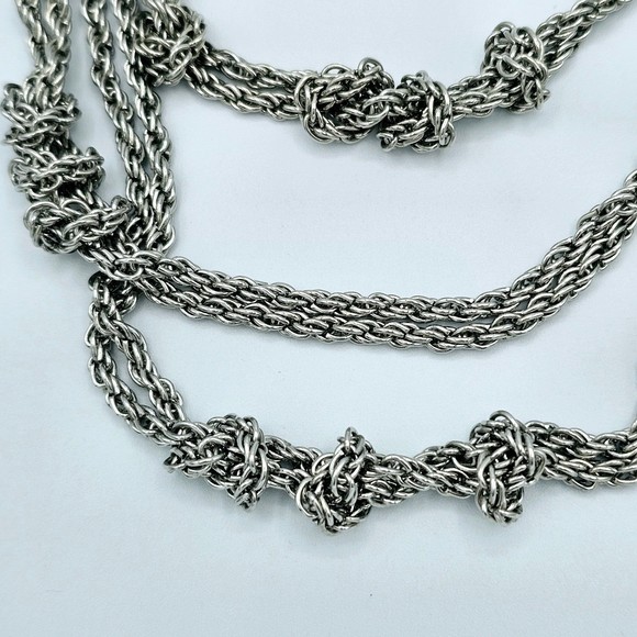 Amrita Singh Necklace Silvertone Twisted Knots Multi Strand Draping Layers 18" - Picture 3 of 11